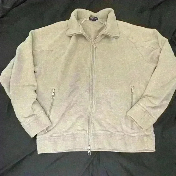 Club Monaco Funnel Neck Zip-up Jacket in Tan Steamlined Fit 100% Cotton in large - Picture 1 of 9